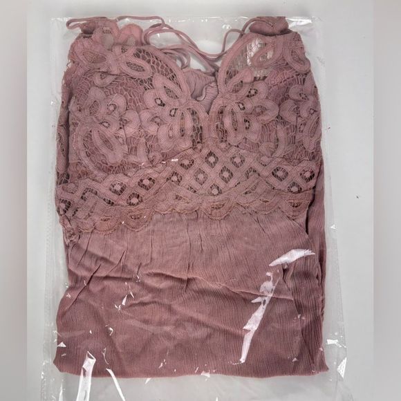 Free People Adella Slip Mini Dress Boho Crochet Rose Sz S, NWT - Picture 6 of 8